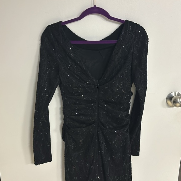 Talbot Runhof Sequin Modest Rushed Formal Maxi Dress - Picture 7 of 11